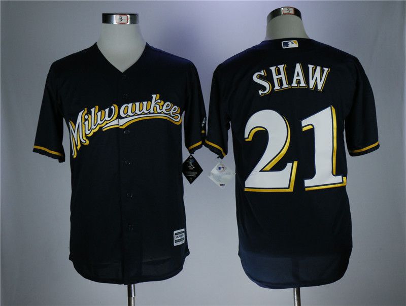 Men Milwaukee Brewers 21 Shaw Blue Elite MLB Jerseys